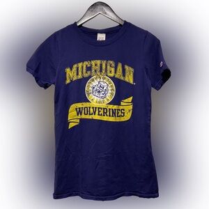Vintage 80s Michigan Wolverines T Shirt Adult S Distress USA Made Chip & Pepper